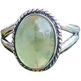 Prehnite Gemstone Oval Ring, Solid 925 Sterling Silver Statement Ring, Valentine Day Gifts Delicate Ring, Amazing Handmade Fine Jewelry for Women Fashion Jewelry for Gift Mother Day Gift