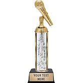 Crown Awards 10.5" Microphone Trophies, Personalized Silver Microphone Trophy with Custom Engraving Prime