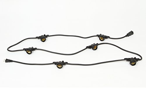 String Light Cord with 18-inch Socket Spacing and 6 Medium-Base Sockets (E26), 9 Foot, Black. Ideal for LED Grow Light Bulbs.