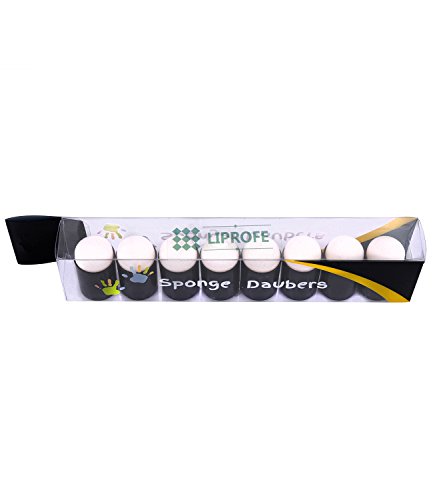 LIPROFE Finger Sponge Dauber with Storage Case for Painting Ink Crafts Chalk Card Making 8pcs