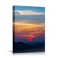 Canvas Wall Art Dramatic Sunset Bedroom Contemporary Dramatic Landscape Mountain Multicolor Photography - 12x18 inches