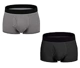 Aserlin Men's 2 Pack Underwear Boxer Briefs Cotton Mens Boxer Briefs No Ride-up Underwear Men Pack-S-1B1G-Fly-XL