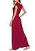 Bluetime Women's Short Sleeve Loose Plain Maxi Dresses Casual Long Dresses with Pockets (Wine Red, L)