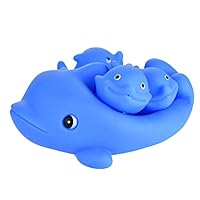 Honglixue 4 PCS Floating Bath Tub Toy - Baby Children Bathroom Bath Swim Toys Rubber Dolphin Squeeze Sound Dabbling Toys for Kids