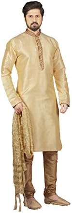 Dessa Collections Mens Kurta Pajama Wedding Dupion India Party Wear Set of 2.