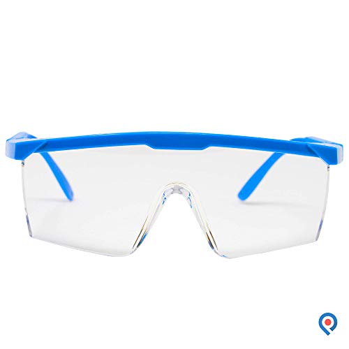 image for Pivit Protective Safety Glasses | Clear Single Lens Blue Frame with Si