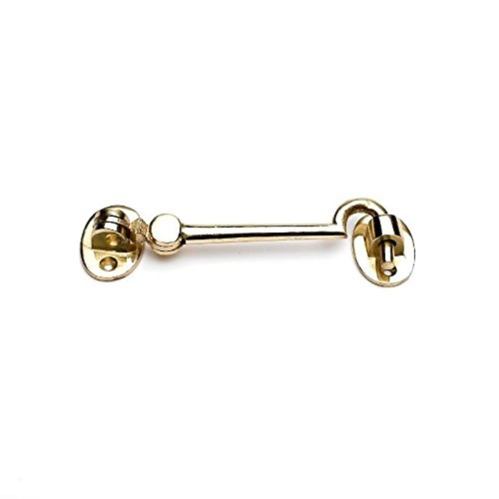 Merriway BH05908 Silent Cabin Door Hook and Eye, 125mm (5 inch) - Polished Brass
