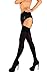 MILA MARUTTI Thigh High Stockings Pantyhose for Garter Belt Opaque Microfiber 40 Den for Women (XL, Black)
