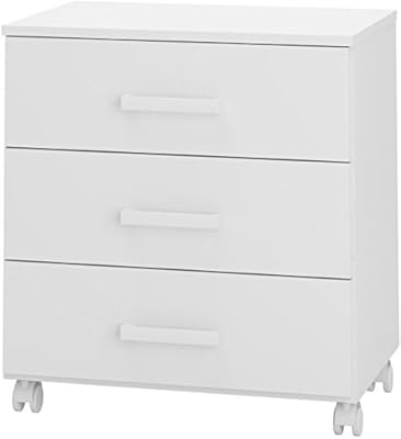 Ditalia Moveis Chest Of 3 Drawers With Wheels White H 58 Cm X W