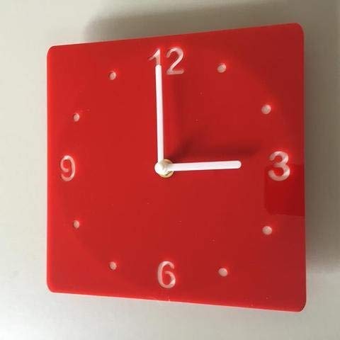Super Cool Creations Shatterproof Square Wall Clock 21cm - Red