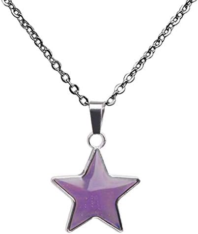 Womens Girls Emotion Chain Necklace Star Shaped Color Changing Mood Starfish Pentagram Pendant