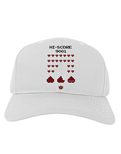TooLoud Pixel Heart Invaders Design Adult Baseball Cap Hat - White