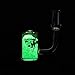 14mm Male 90 Degree 4mm Wall Thick Quartz with Glow Glass Collector (Green)