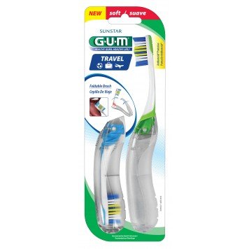 Gum travel toothbrushes with antibacterial bristles - 2…