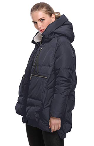 FADSHOW Women's Winter Down Jackets Long Down Coats Warm Parka with Hood,Deep Blue,XL - Thumbnail 5