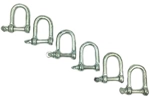 BRUFER QUALITY PRODUCTS BRUFER GR-03 Galvanized Screw Pin Chain Anchor "D" Shackle (1/4" (6MM) - 6 Pack)