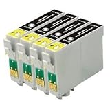 TS 4 BLACKS T200XL Remanufactured Ink Cartridge Replacement for EPSON T200 (4 BLACK) Expression Home XP-200, Expression Home XP-300, Expression Home XP-400, workforce WF-2530, Workforce WF-2540