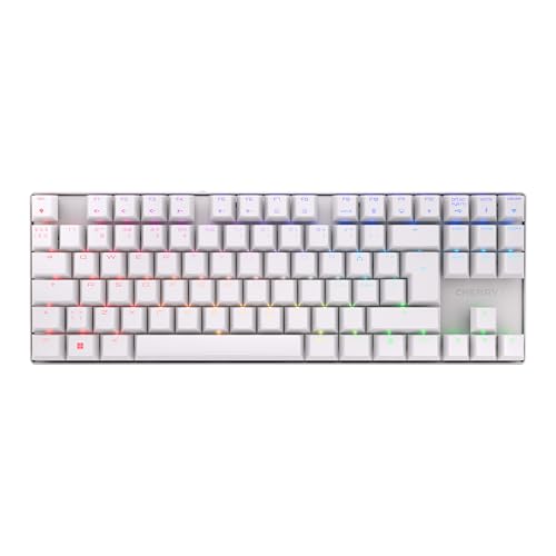 CHERRY MX 8.2 TKL Wireless, Cordless Gaming Keyboard without Numpad, Pan-Nordic Layout (QWERTY), Bluetooth, 2,4 GHz & Cable, MX2A RED Switches, White