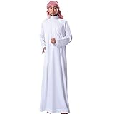 H Hrokk KSH Men's Muslim Solid White Business Saudi Arabic Thobe Size XL