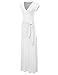 NINEXIS Women's V-Neck Cap Sleeve Waist Wrap Front Maxi Dress