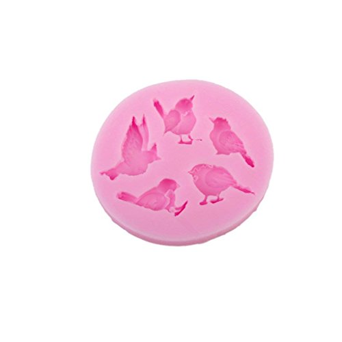 COMIOART Bird Pattern Silicone Fondant Mould Cake Decoration Pink