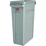 Rubbermaid Commercial 354060BG Slim Jim Receptacle w/Venting Channels, Rectangular, Plastic, 23gal, Beige