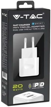 Cargador Rápido 20W USB-C para iPhone Samsung - Mini Cargador Ultra Rápido para Smartphone - Doble Puerto USB Type C y USB A para iPhone 11/12 / 13/14 / Pro/MAX y S21 / S22