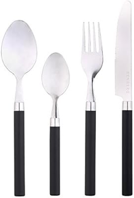 Renberg Happy Cubertería, Acero Inoxidable, Negro, 14 x 7 x 26.5 cm 24 Unidades