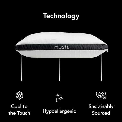 Hush Hybrid Cooling Pillow | Adjustable Loft Memory Foam + Vegan Down | Iced Bamboo Cooling Cover for Hot Sleepers | Custom Comfort for All Sleep Positions | Proudly Canadian