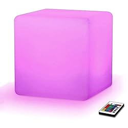 Modern Home LED Glowing Cube Box Stool w/Infrared