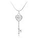 925 Sterling Silver Filigree Key to My Heart Love Symbol Pendant Necklace, 18 inches