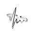 Helen de Lete Innovative Heart Beat Sterling Silver Open Ring for Adult Women