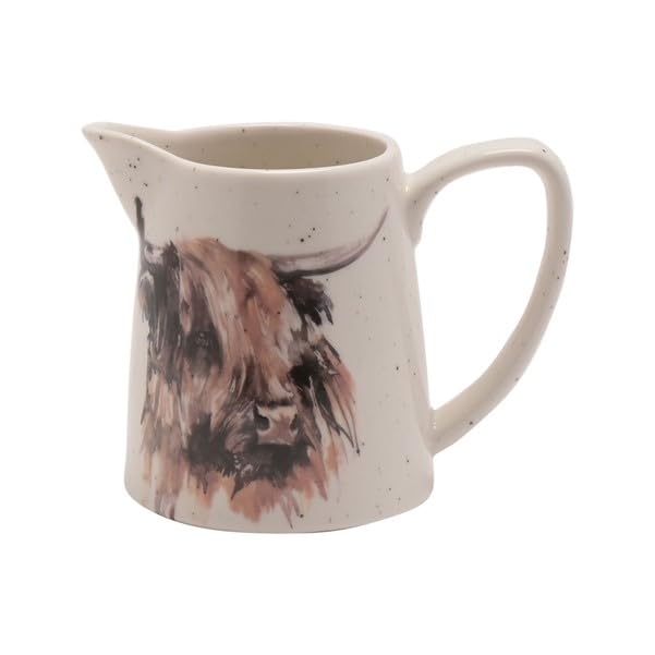 Widdop Ceramic Mini Jug - Highland Cow with Speckled Effect by Meg Hawkins - Lovely Gift Idea