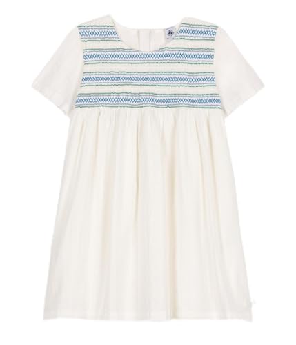 Petit Bateau A0crg Abito A Maniche Corte, Bianco, 4 Anni Bambina
