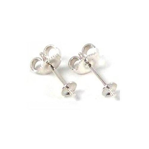 2 Earring post Sterling Silver Pearl Bead Cup Setting