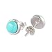 ZENGORI 1 Pair 7MM 925 Sterling Silver Round Natural Turquoise Stud Earrings for Women SS186