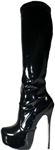 Erogance A5334 Plateau High Heels, Knee Boots, Varnished, Sizes 3-13