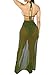 Kisscynest Women's Straps Cut Out Mesh Maxi Skirt Coverup Three Pieces Swimsuit XL Army Green