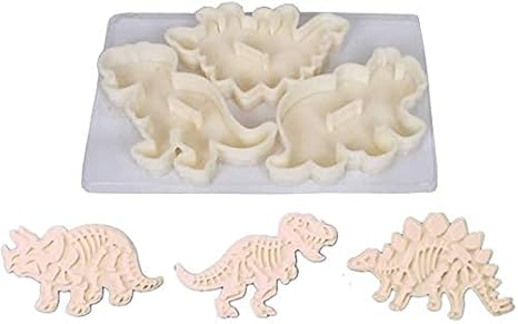 Amazon 恐竜のクッキー型と化石の骨のデザインのエンボススタンプ 恐竜のケーキトッパー 装飾用の型 Garloy製 3ペアパック クッキー型 オンライン通販