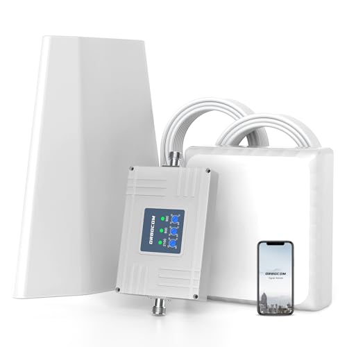 ORBOCOM 5G 4G 3G GSM Amplifier All Operator Band 1/8/20 Band Mobile Network Amplifier Free Orange SFR Bouygues High Gain 70dB Host with Logarithmic Antenna