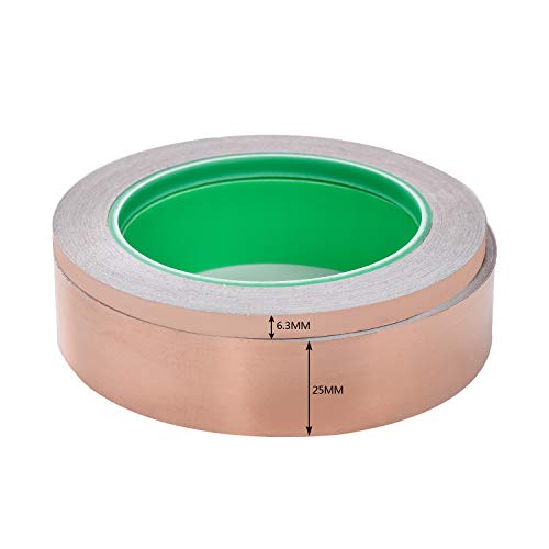 2 in 1 Copper Foil Tape (1inch X 66 FT and 0.25inch X 66 FT) with Conductive Adhesive for Guitar & EMI Shielding, Crafts, Grounding