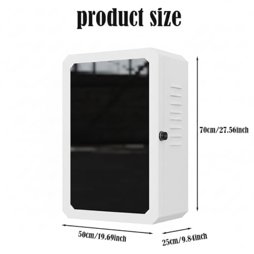 Premium EV Charger Large Protective Enclosure Box, Steel with Tempered Glass, IP54 Rated, Lockable, 70x50x25cm, with Cooling Fan and Air Vents, for Tesla, BYD, ROX, VW ID and Other EV Chargers, White