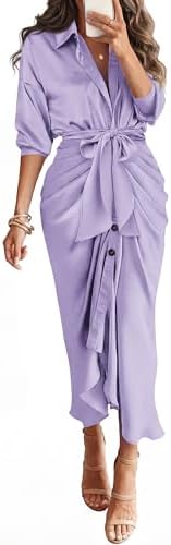 ruffles slit satin ruched shirt dress Amazon.com: Sexyshine Women's Satin Button Down Shirt Dress Ruched Split Maxi Dresses Long Sleeve Wrap V Neck Tie Waist Party Clubwear(22613GO1,S) : Clothing, Shoes & Jewelry