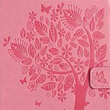 iPad Mini 2 Mini 3 Case, LittleMax(TM) Lightweight PU Leather Flip Stand Embossed Cat & Tree Case Smart Cover with Auto Wake / Sleep for Apple iPad Mini 3/2/1 [One Free Stylus Pen]-#2 Pink