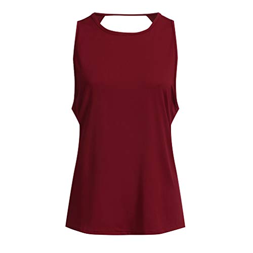 Inverlee Women Activewear Sexy Open Back Yoga Shirt Workout Sports Gym Tank Tops Vest Red - Thumbnail 3