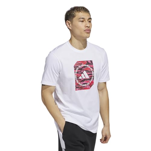 Adidas Men's Camouflage Shape Graphic Sportswear T-Shirt, White, X-Large/Tall