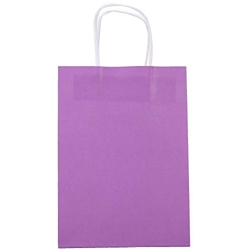 TOPINCN 25Pcs Kraft Paper Gift Bags Brown Paper Carrier Bag Candy Chocolate Favor Bag with Handle for Wedding Parties Shopping Birthday Christmas Anniversary(Purple)