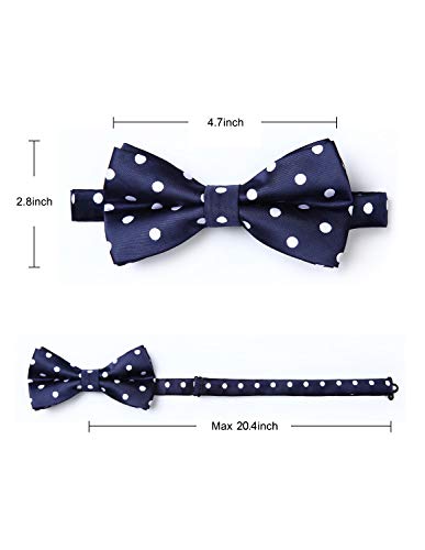 Enlision Pre-Tied Bow Tie Polka Dot Adjustable Formal Bowties Neck Tie for Men & Boys Black/White