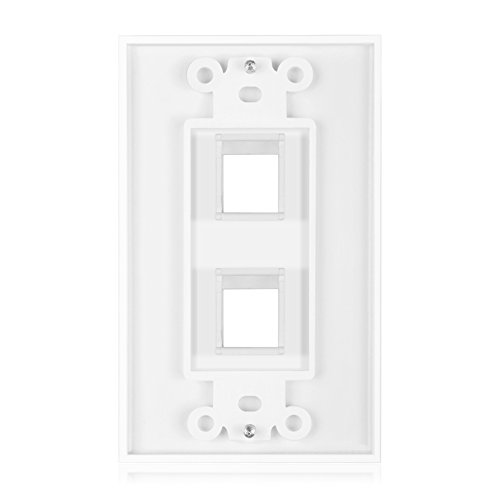 Keystone Wall Plate 2 Port Wall Panel White for Keystone Jack and