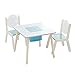 Labebe Wooden Activity Table Chair Set, Bird Printed White Toddler Table with Bin for 1-5 Years, Learning Table/Kid Picnic Table/Cute Bedroom Furniture/Boy Furniture/Baby Girl Table Set/Kid Desk Chair